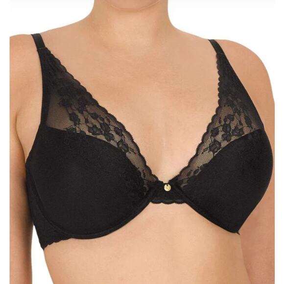 New ~ NATORI ~ Women's Black Cherry Blossom Convertible Plunge Bra Size 34G - Picture 4 of 8